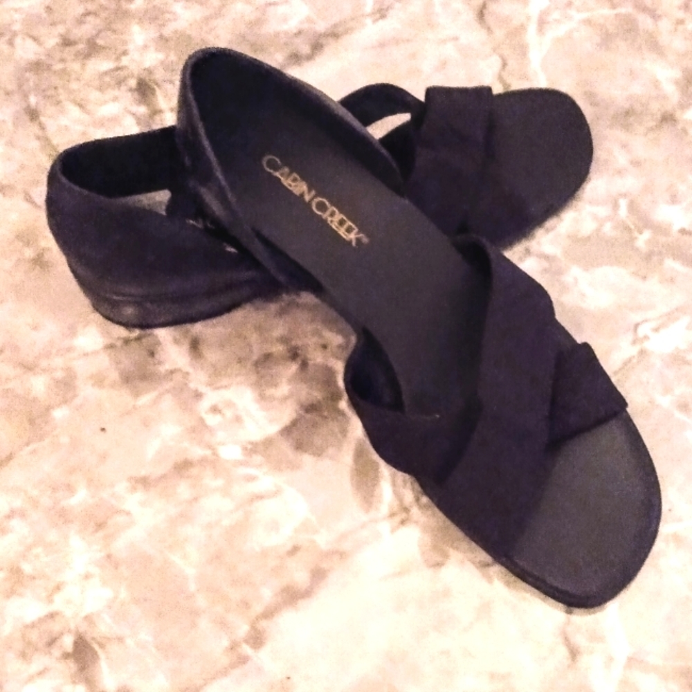 Vtg. Cabin Creek Women's Black Sandals 9M - Picture 2 of 9
